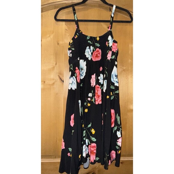 Old Navy Dress Womens Sz S Black Floral Fit & Flare Floral Stretch Adj Straps - Picture 5 of 7